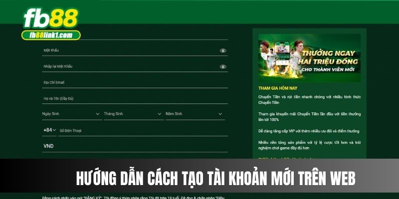 Hướng dẫn cách tạo tài khoản mới trên web